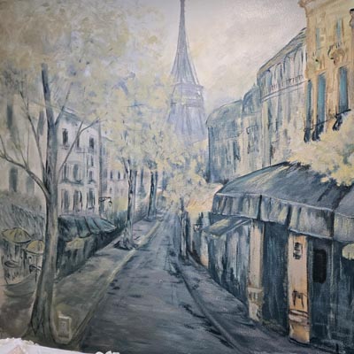 Mural interior de calle francesa